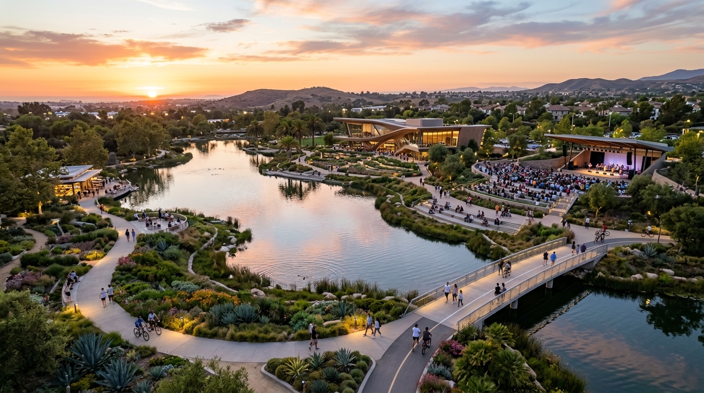 Conceptual visualization of future gardens, trails and cultural facilities at Great Park