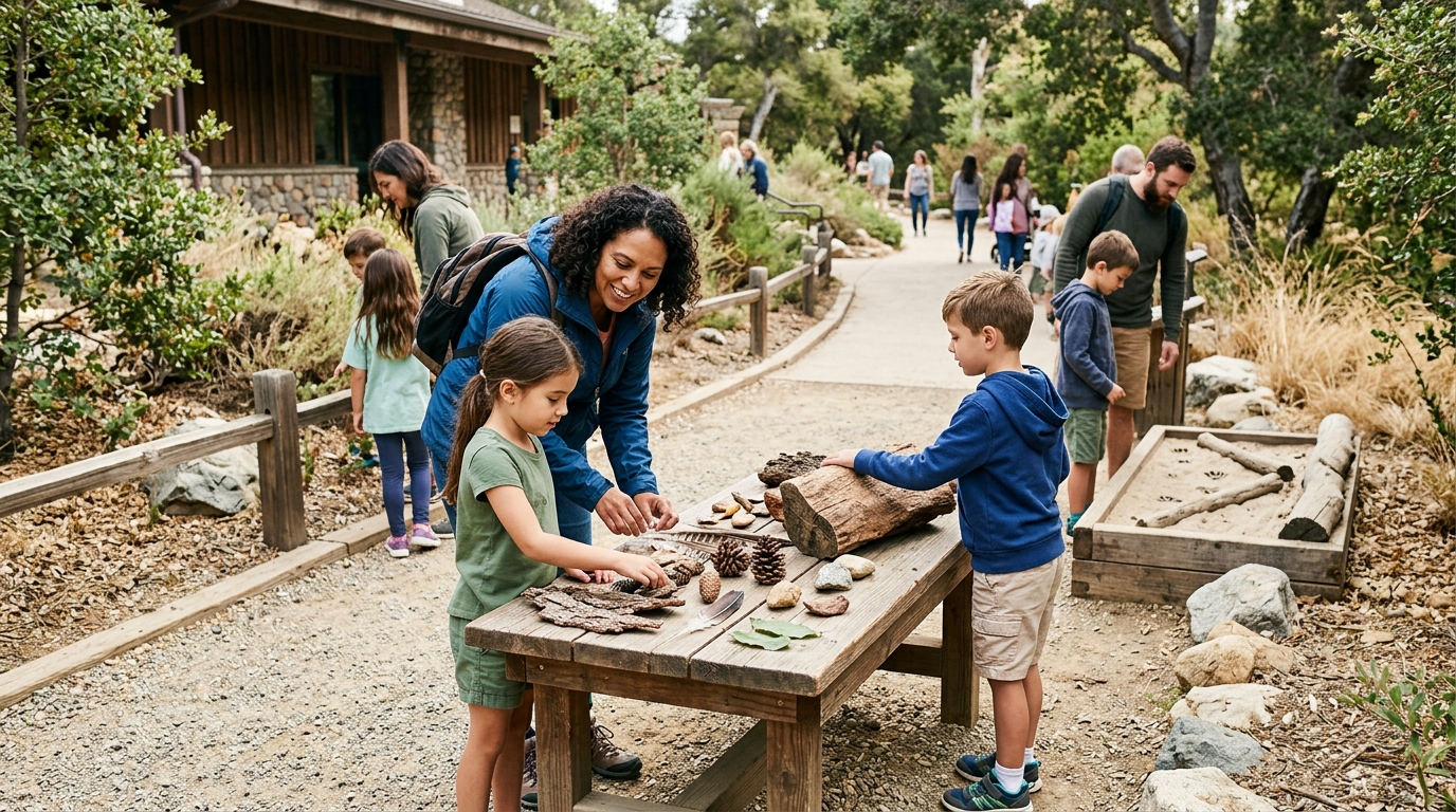 Family exploring an accessible Orange County nature center
