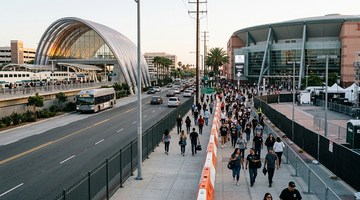 Pedestrian route between ARTIC and the Honda Center area during construction