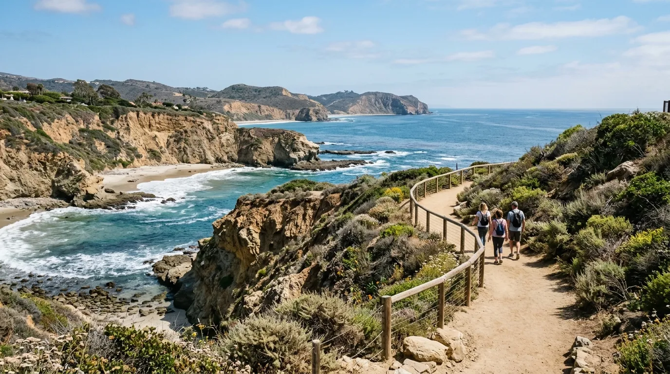 Public bluff trail overlooking coves along the Orange County coast