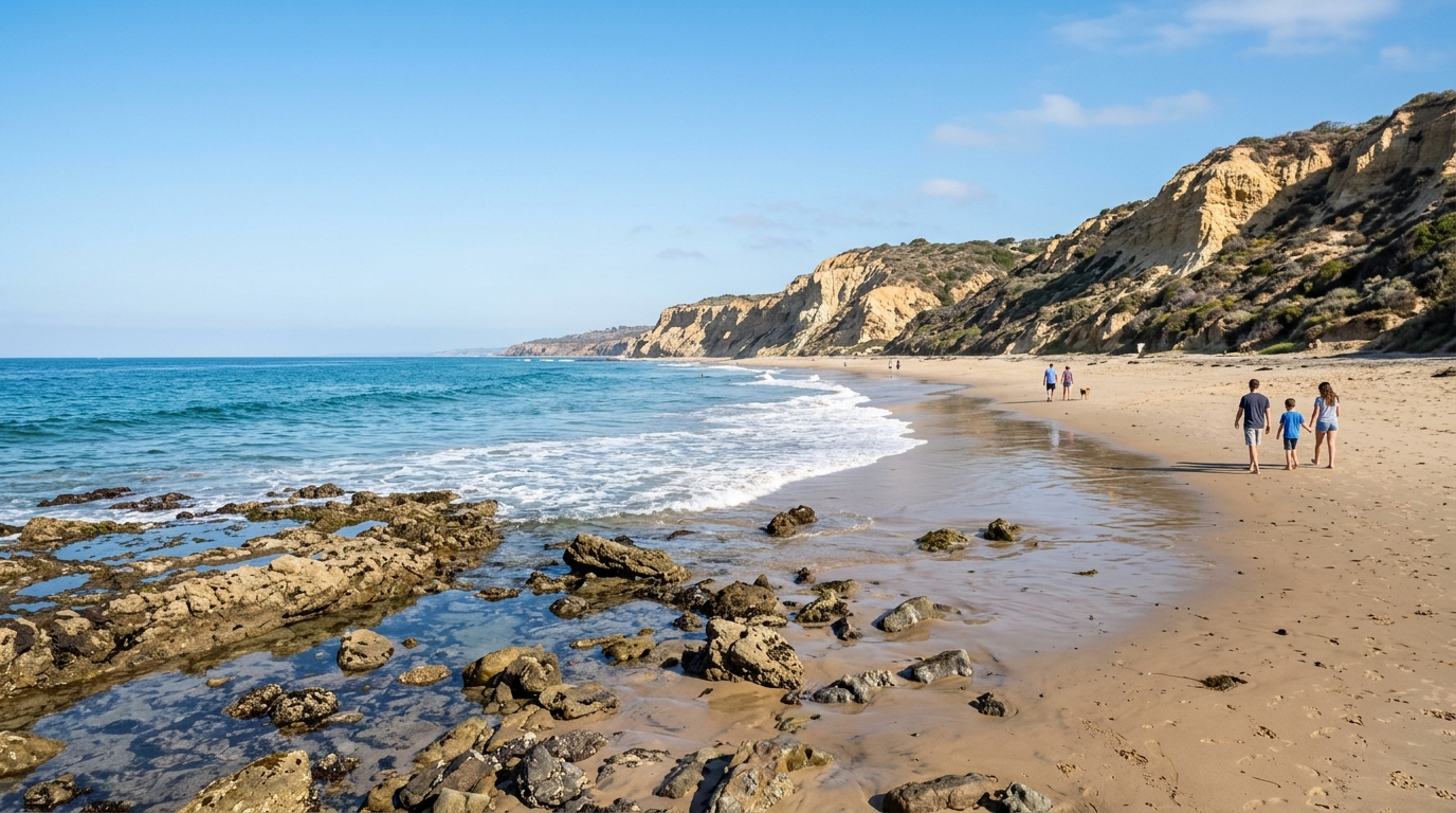 Rocky tidepools and coastal bluffs at Crystal Cove State Park